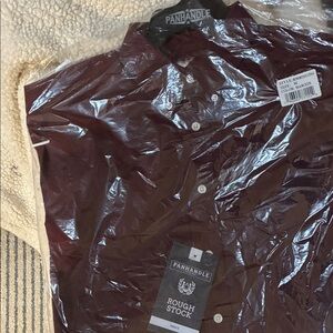 Panhandle Rough Stock Maroon Shirt Size M Long Sleeve NWT